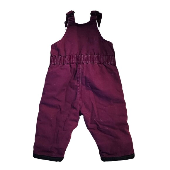 Berne Canvas Overalls Sherpa Lined Adjustable Shoulder Strap Plum Baby Size 18 m - Picture 6 of 6
